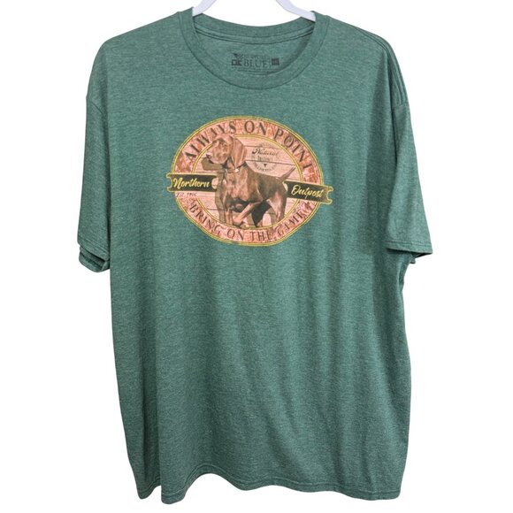 Newport Blue Dog Graphic Green Mens T-Shirt XXL Natural Cotton Vintage Design - Picture 1 of 4